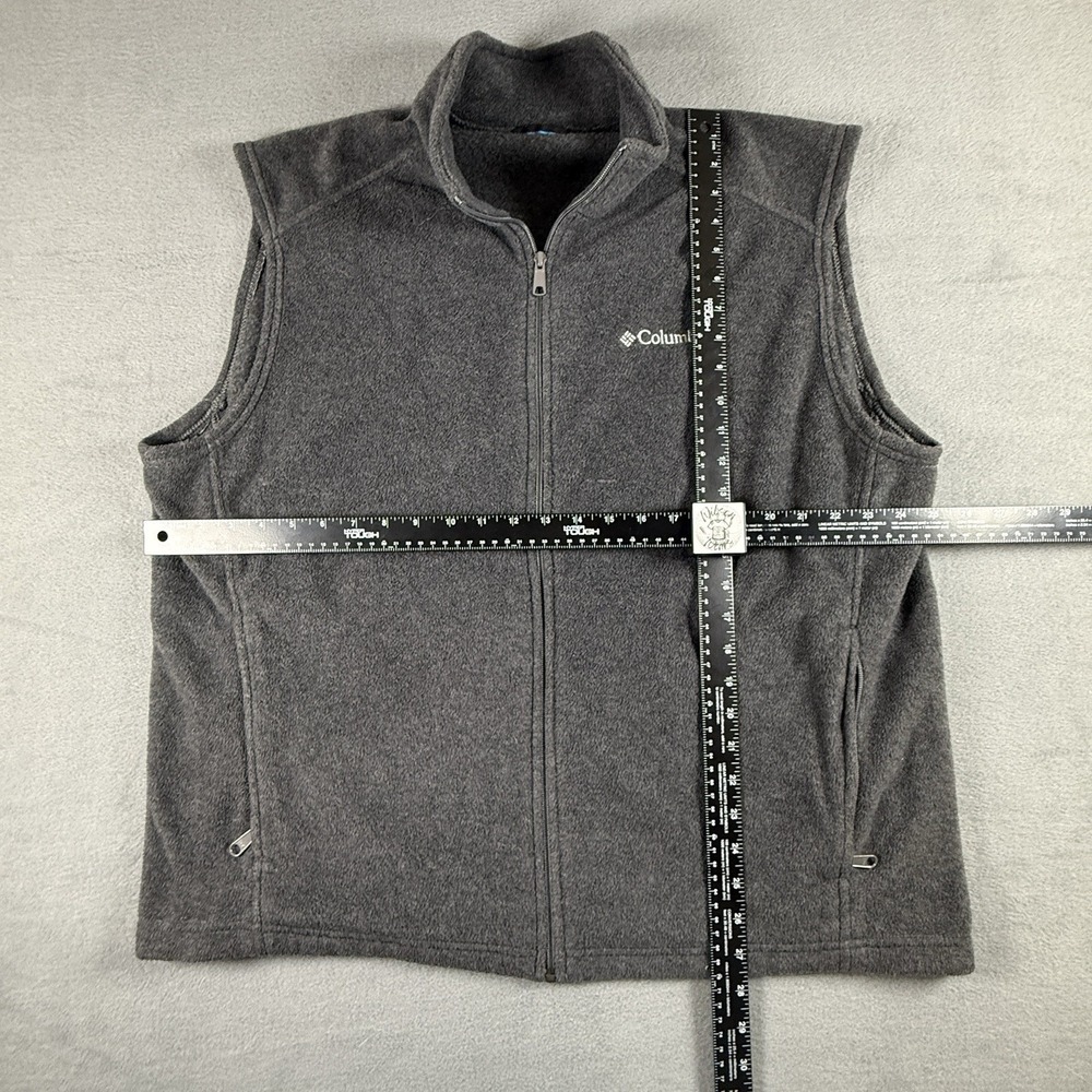 Columbia Vest Mens Extra Large XL Gray Fleece Sweater Fill Zip Pocket Outdoor - Picture 2 of 5